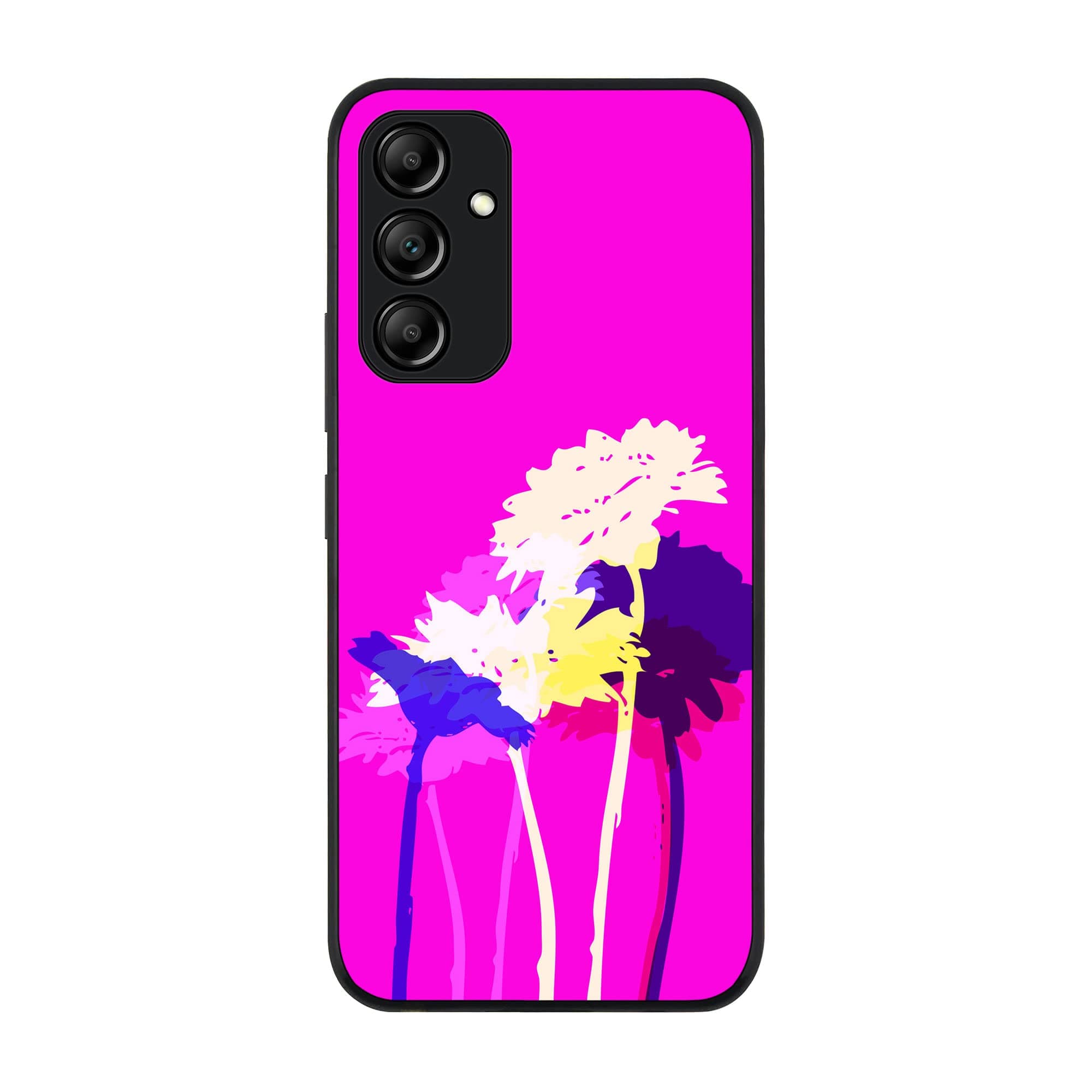 Stylizedd Rugged Black edge case for Samsung Galaxy A34 5G, Slim fit Soft Case Flexible Rubber Edges Anti Drop TPU Gel Thin Cover - Bleeding Flowers (Pink)