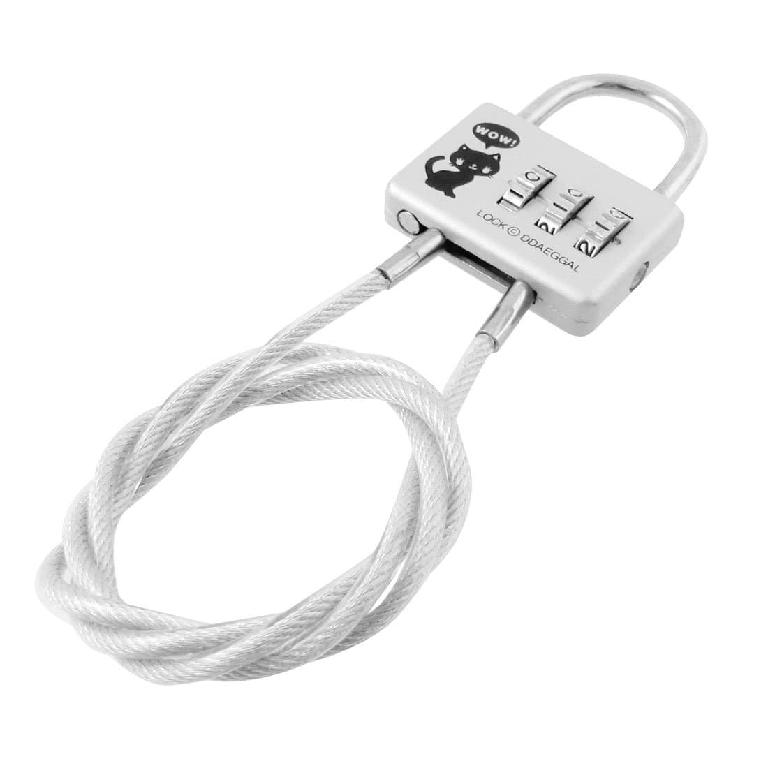 Aexit Silver Tone Padlocks & Hasps 3 Digits Luggage Bag Suitcase Combination Padlock Combination Padlocks with Wire