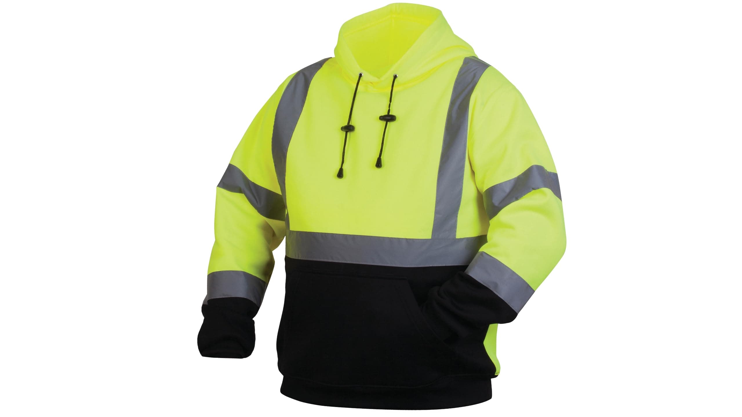Safety Pullover Sweatshirt With Black Bottom Hi Vis Lime,Extra Large