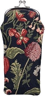 Signare Tapestry Glasses Case for Women Eyeglass Case in Morning Garden Black Design (GPCH-MGDBK), Morning Garden Black, One Size