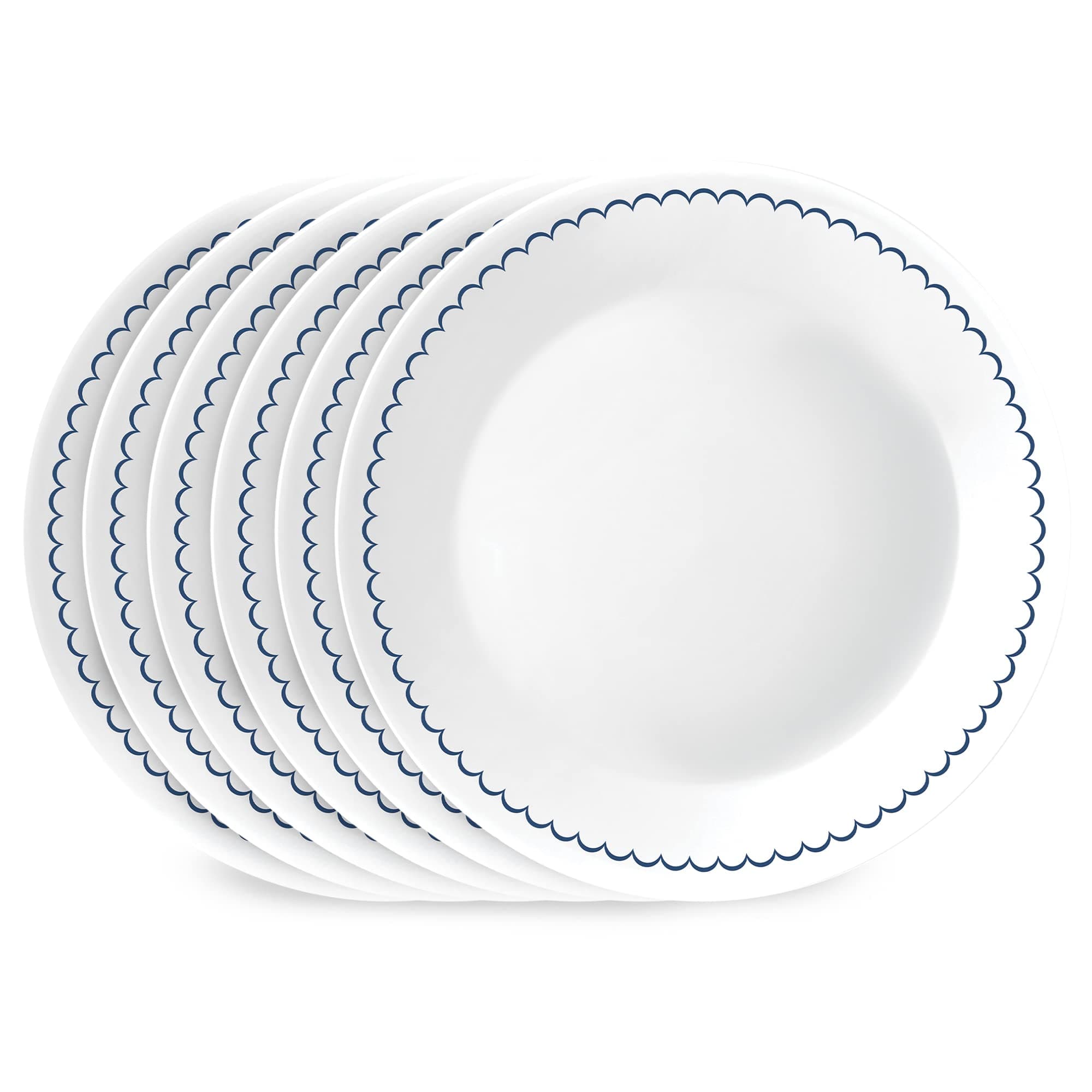 6-Piece 8.5" Lunch Round Plates, Vitrelle Triple Layer Glass, Lightweight Round Plates, Salad Plates, Chip and Scratch Resistant, Microwave and Dishwasher Safe, Caspian