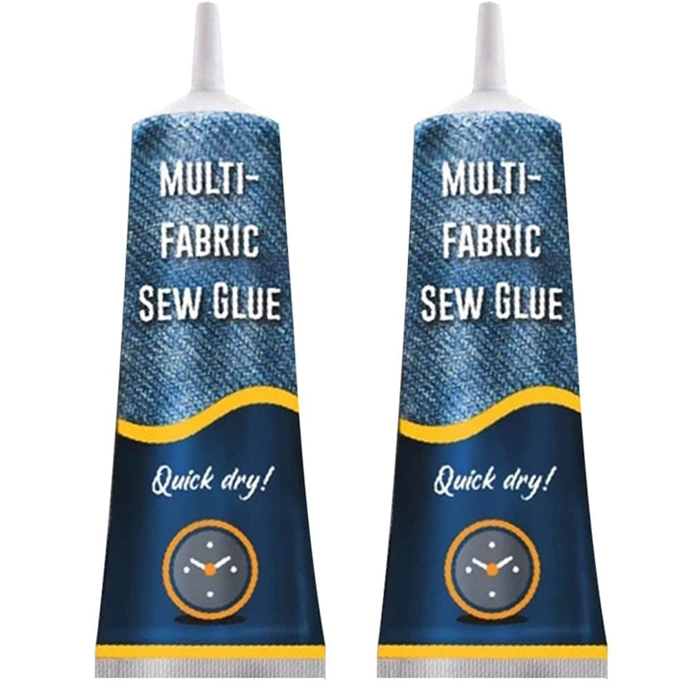 Excefore Stitch Liquid, 2Pcs Multi-use Fabric Adhere Fast Tack Dry Sew Glue, Fabric Adhesives for Jeans Clothing Leather Sewing Solution Repairing Tool