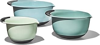 Good Grips 3-Piece Plastic Mixing Bowl Set - Cadet Blue, Tower Gray, Jade, Small, Medium, Large