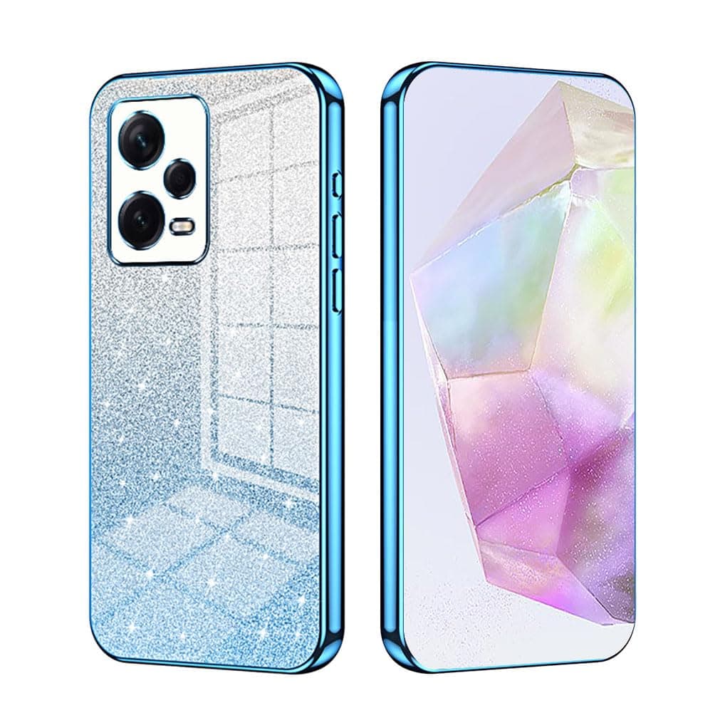 SEAHAI Case for Xiaomi Redmi Note 12 Pro+ Plus 5G, Ultra Thin Transparent Gradient Color Shining Pattern Card Plating Design Shockproof TPU Bumper Soft Silicone Fashion Cover - Blue