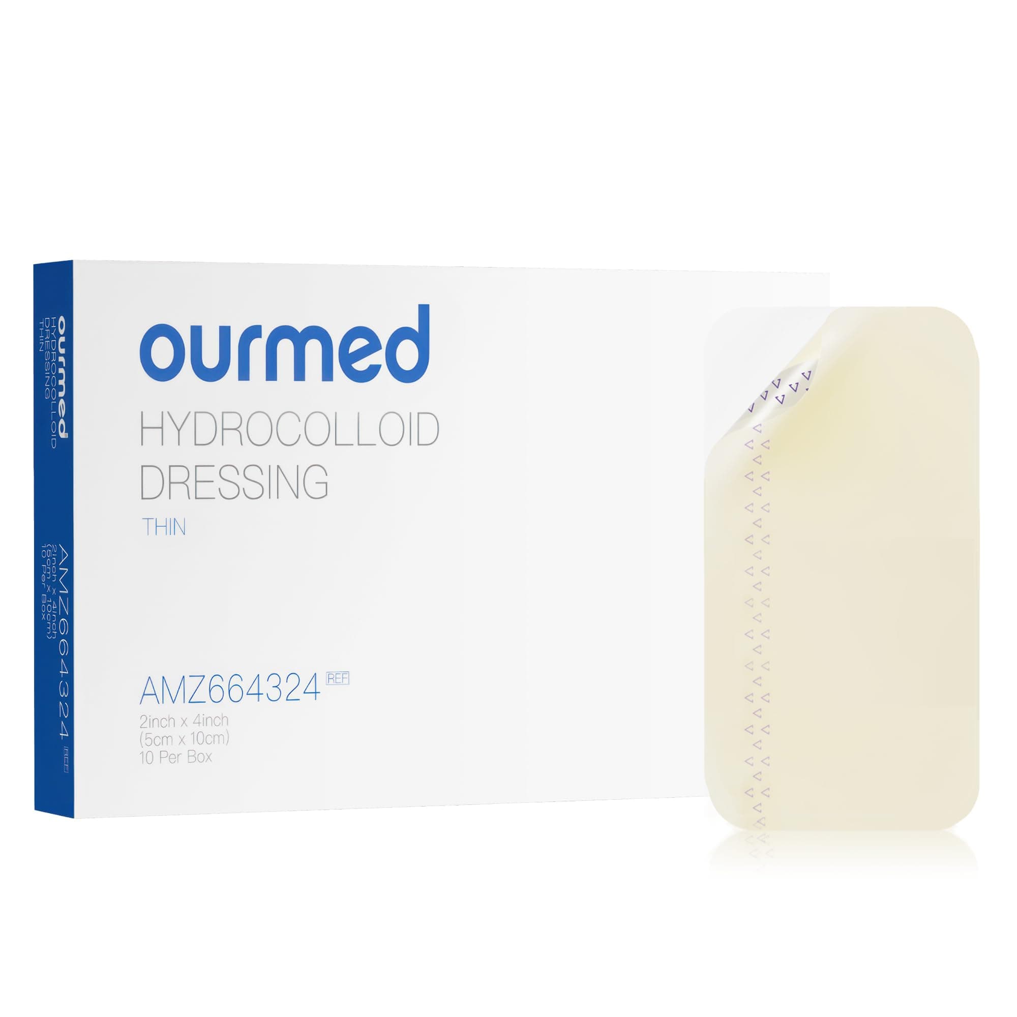 Hydrocolloid Bandages 2" x 4", 10 Pack Wound Dressing with Self-Adhesive, Fast Healing Patch for Bed Sore, Burn, Blister, Acne Care, Superficial Wound