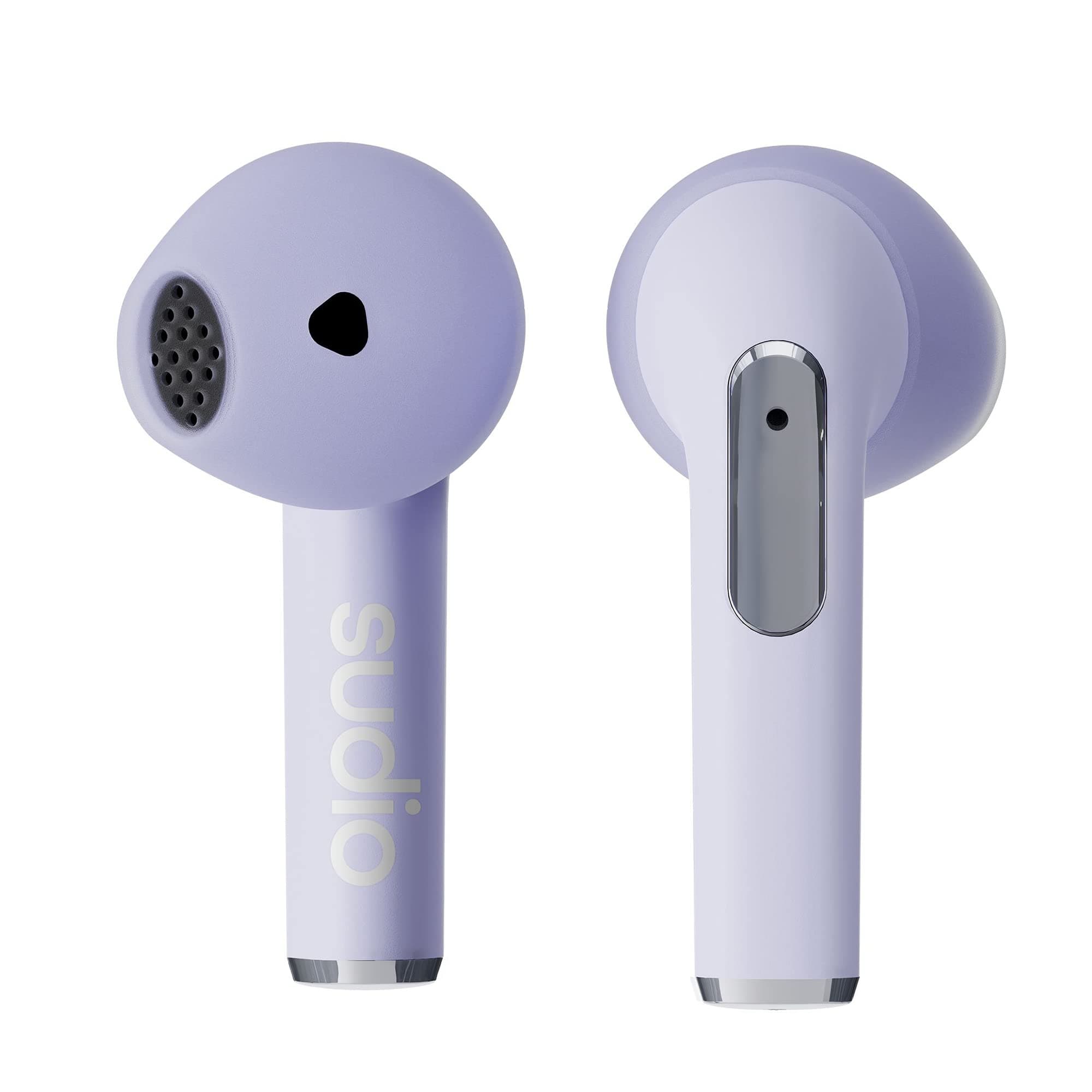 SudioN2 Purple Haze - True Wireless Bluetooth Open-Ear Earbuds, Multipoint Connection, Built-in Microphone for Calls, 30 Hours Battery with Charging Case, IPX4 Waterproof, USB-C & Wireless Charging