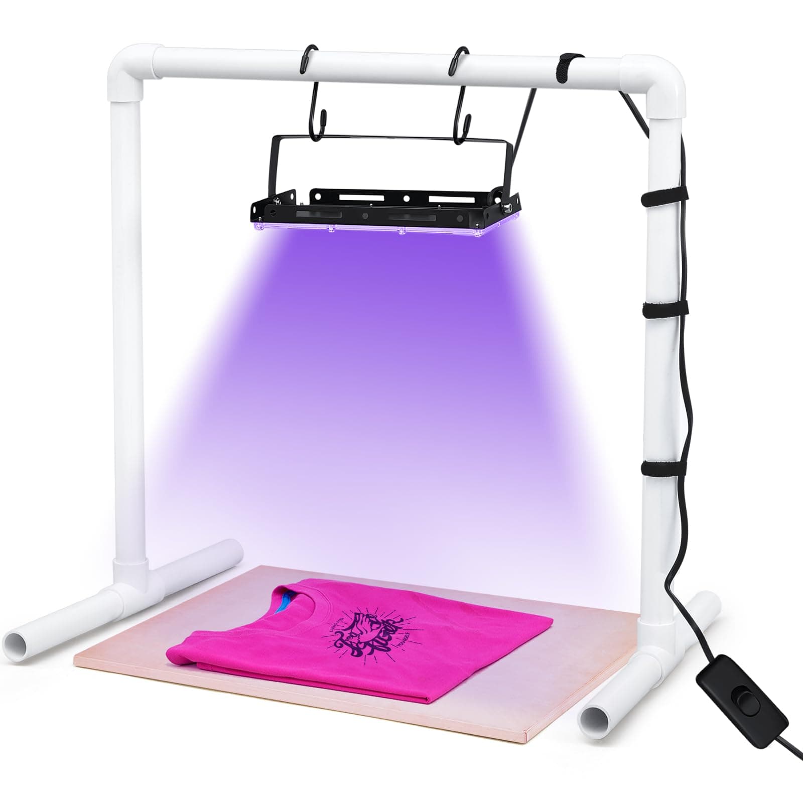 50w LED UV Screen Printing Light Exposure Unit Kit with PVC Lamp Stand 2 S Shaped Hooks and 6 Cable Ties for Screen Printing and Cyanotypes
