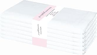PurpleEssences Set of 6 Hemstitch Cloth Dinner Napkins 100% Cotton - Soft Durable Washable - Ideal for Wedding Spring Easter Summer - Perfect Everyday Use Table Linen 18x18 - White