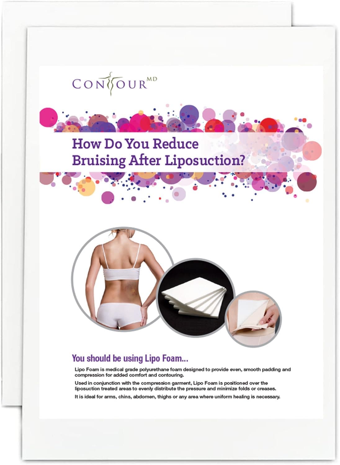 ContourMD Medical Grade Post Lipo Foam Compression Sheets – Post Surgery Compression Garment After Liposuction, Tummy Tuck, AB Flattening, BBL, & More – Surgery Recovery Supplies (2-Sheet Set)