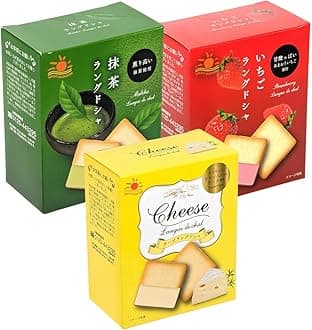 Nikko Shokuhin Langue de Chat Japanese Biscuit Snacks (5 Pieces) 45g (Pack of 3, Assorted 3 Flavours)