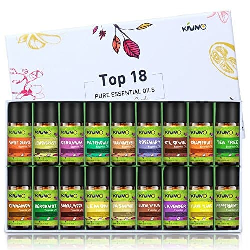 Essential Oils,Top 18 8ML Aromatherapy Oils Gift Set-Lavender,Sandalwood,Peppermint,Lemongrass,Tea Tree,Eucalyptus,Rosemary,Frankincense,Lemon, Cinnamon,Grapefruit,Bergamot,Jasmine,Patchouli,Geranium