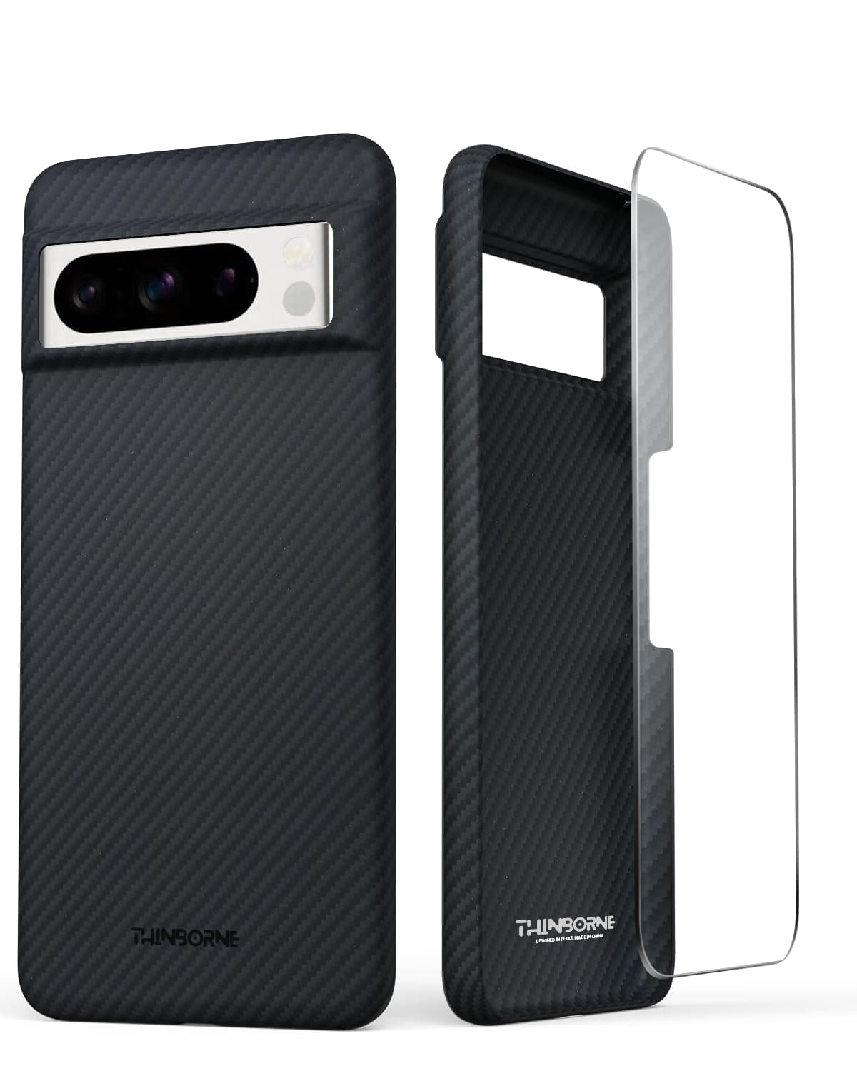 Thinborne Super Thin Google Pixel 8 Pro Case, [Thinnest 600D Aramid Fiber] [Feels Like No Case] [Minimalist Style with Carbon Fiber Textures] [ Free Screen Protector]