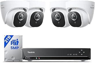 – 8CH 5MP PoE Home Security Camera System, 4 Wired Outdoor IP Cameras, 8 Channel NVR With 2TB HDD for 24/7 Recording RLK8-520D4-5MP