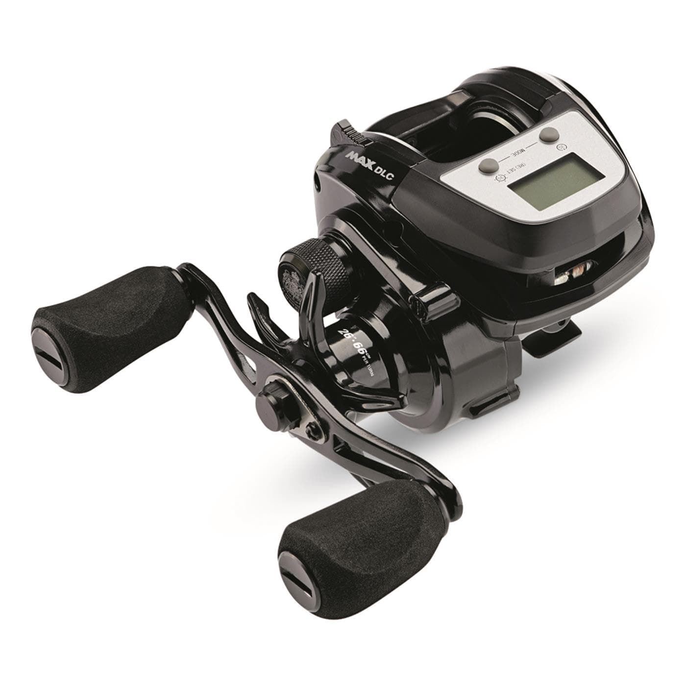Max Digital Line Counter Low Profile Baitcast Reel, Size LP (1498366), Carbon Fiber Star Drag, Max of 20lb | 9.0kg, Durable, Lightweight and Strong,Black