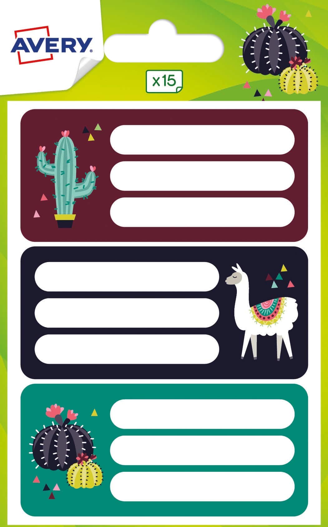 Avery Book Labels, Name Labels, School Labels, Notebook Labels, Labels for School 76 x 34 mm, 15 Labels Per Pack, Fiesta Designs