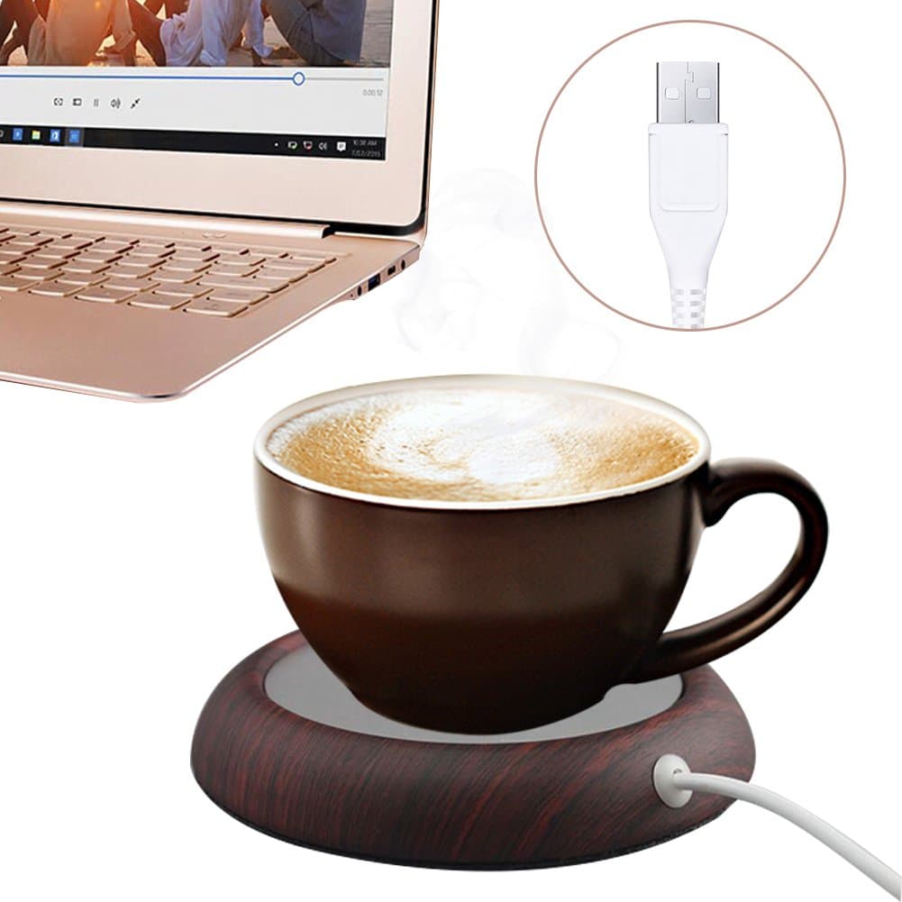 USB Cup Mug Warmer Coaster Tea Coffee Beverage Warmer for Office/Home Use (Dark Brown)