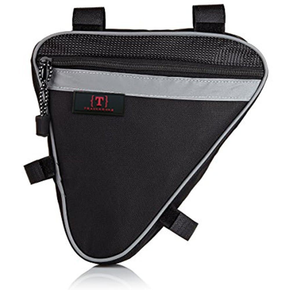 Travanovas Bicycle Triangle Frame Saddle Bag Pouch with 2 Compartments, Black