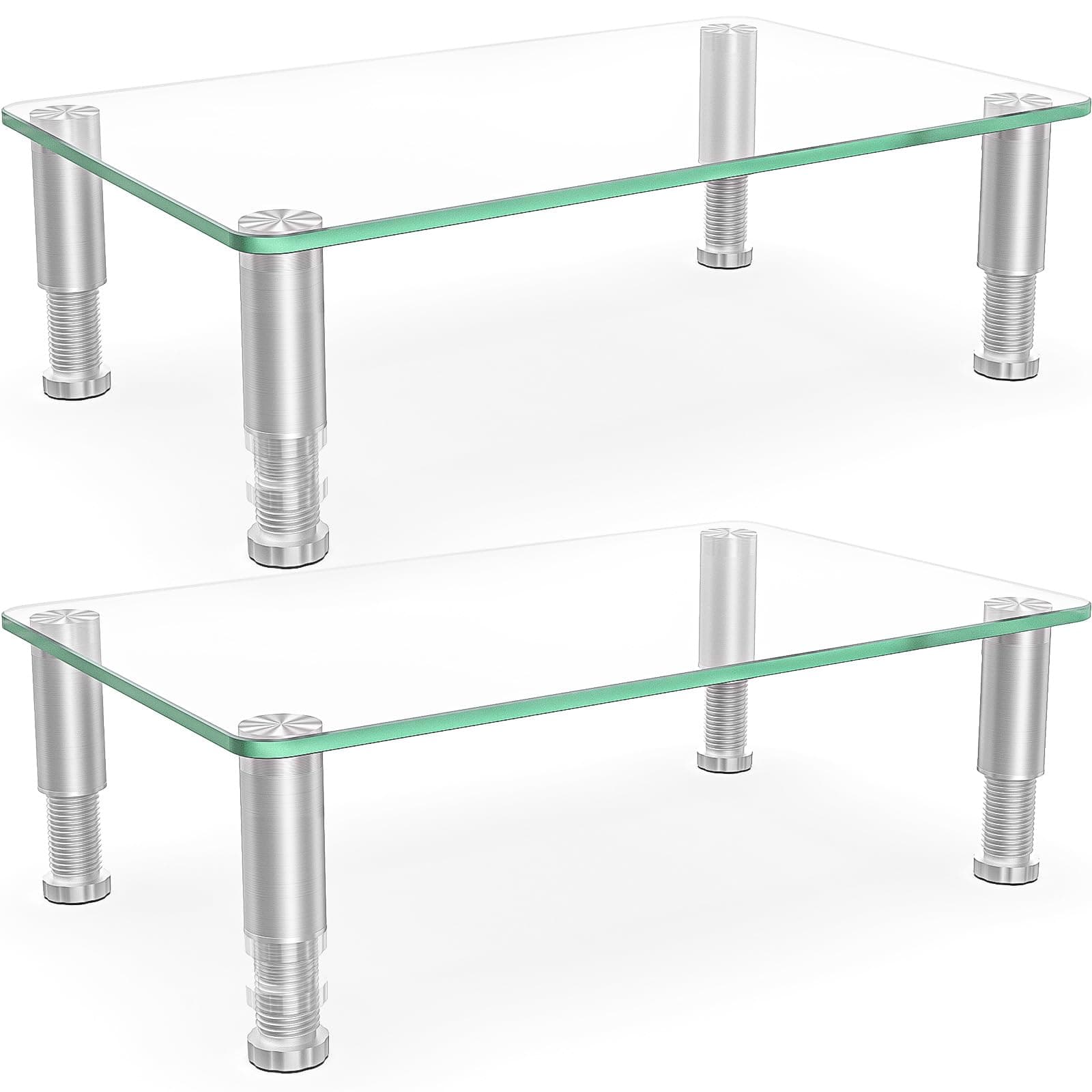 Hemudu 2 Pack Computer Monitor Riser with Height Adjustable Multi Media Desktop Stand for Flat Screen LCD LED TV, Laptop/Notebook/Xbox One