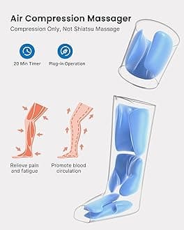 RENPHO Leg Massager for Pain Relief, Circulation Booster for Feet and Legs, Air Compression Massage for Feet Calf Thigh Circulation, Muscles Relaxation, 6 Modes 4 Intensities, Gifts Mom Dad