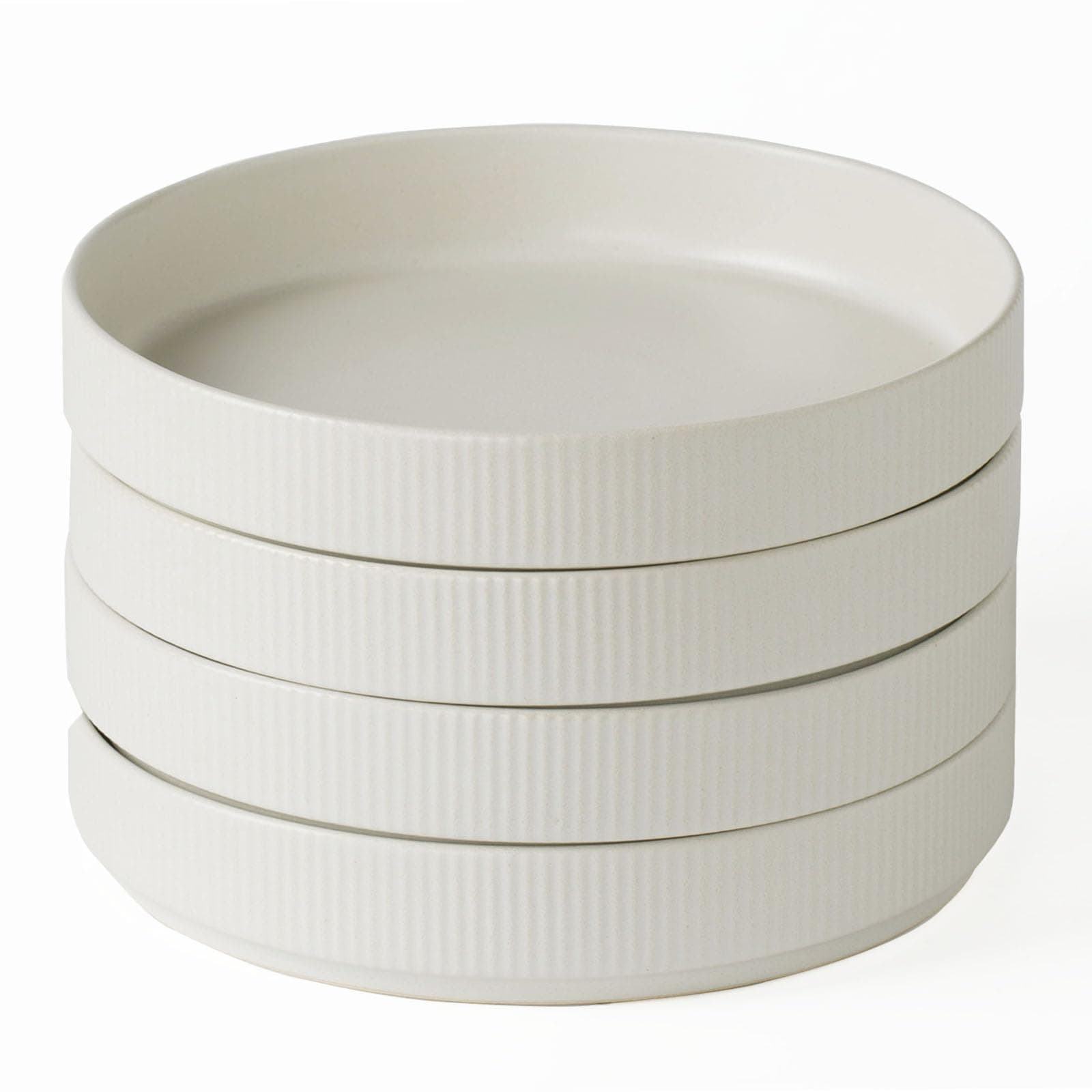 famiware4 Pieces 7.5" Pasta Bowls Set, Double Reactive Glaze Salad Bowl Sets, Stackable, Perfect for Your Friend for Housewarming, Thanksgiving, Christmas, Matte White