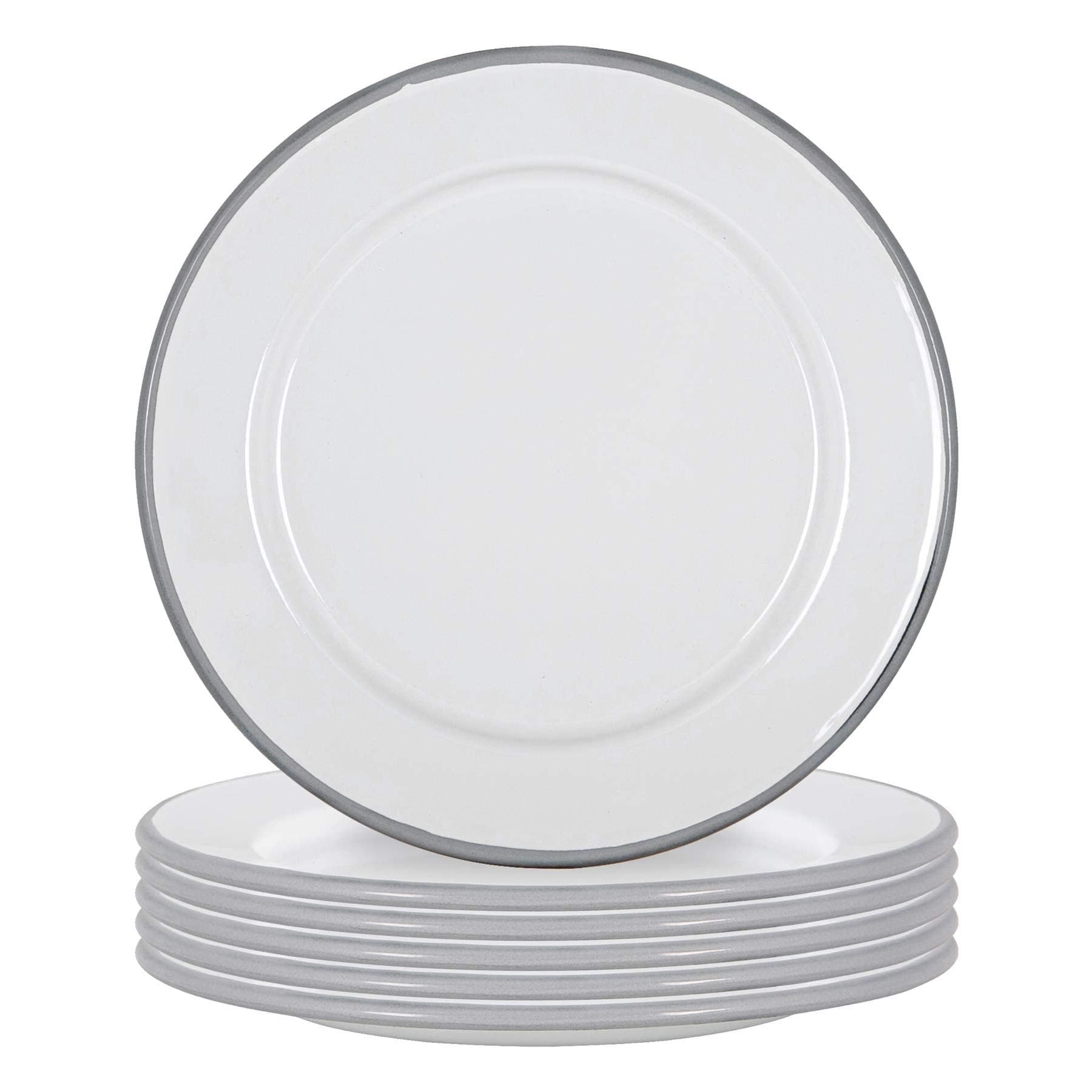 Argon Tableware Enamel Side Plates - 20cm - Pack of 6 - Grey Dining Plates Lightweight Small Dinner Dish for Appetisers, Starters, Mains, Sides, Desserts