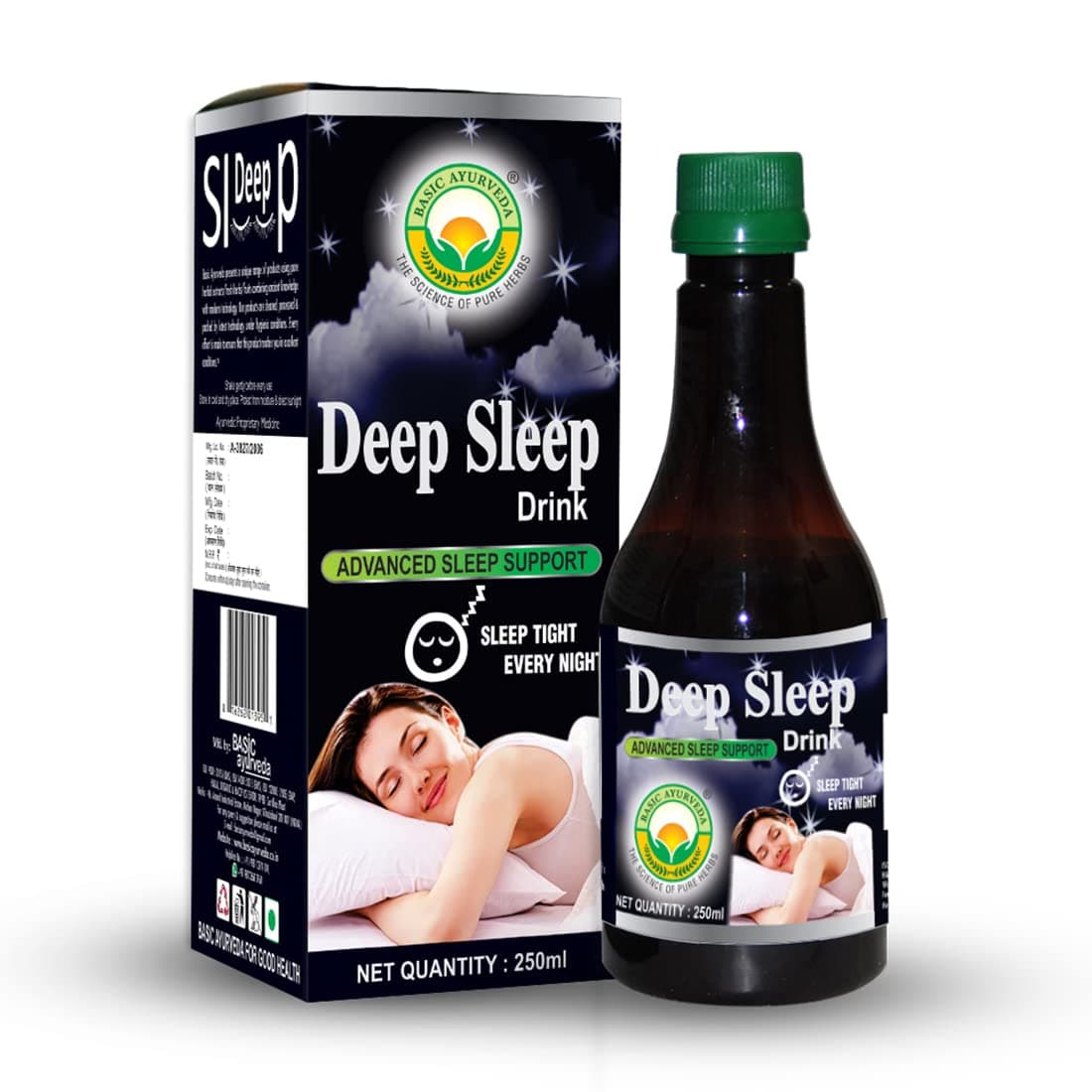 Basic Ayurveda Deep Sleep Drink 250ml | Natural Herbal Sleep Support | Ayurvedic Relaxing Drink for Restful Night, Stress Relief & Calm Mind | Supports Healthy Sleep Cycle & Relaxation