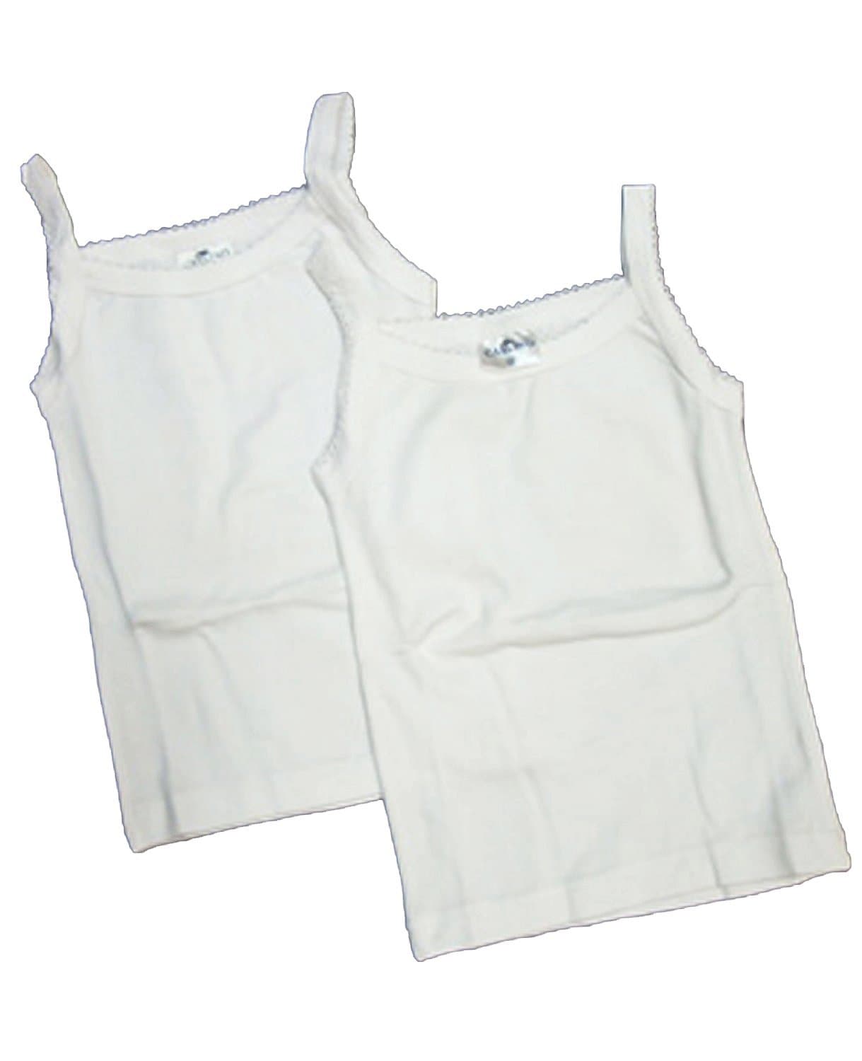 Carlino 2pk White Solid Girls Undershirts-sizes: 2/16 By Shaindys Childrens Wear (12, WHITE)