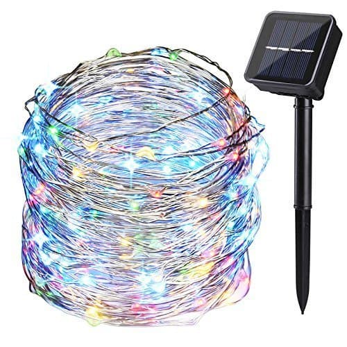 Multi-Colored Upgraded Rophie 200 LEDs Solar String Lights 72 ft/22m Solar Powered Garden Lights Copper Wire Outdoor Waterproof String Lights Indoor/Outdoor Decorative Lights for Party