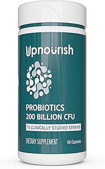 Probiotics - 200 Billion CFUs for Men and Women, 15 Clinically Studied Strains, Prebiotics & Enzymes - 60 Vegan Capsules