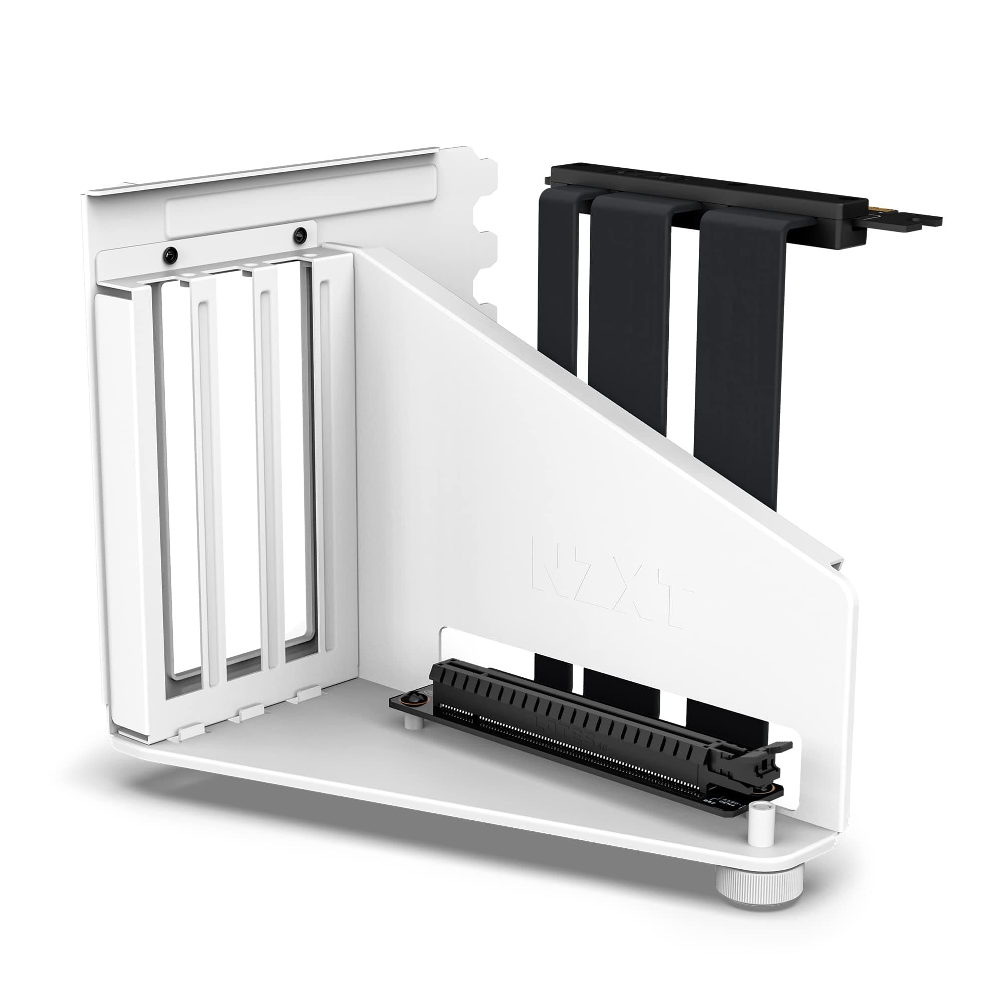 Vertical GPU Mounting Kit - AB-RH175-W1-175 mm PCIe 4.0x16 Riser Cable - GPU Holder - Sturdy Steel Bracket - White