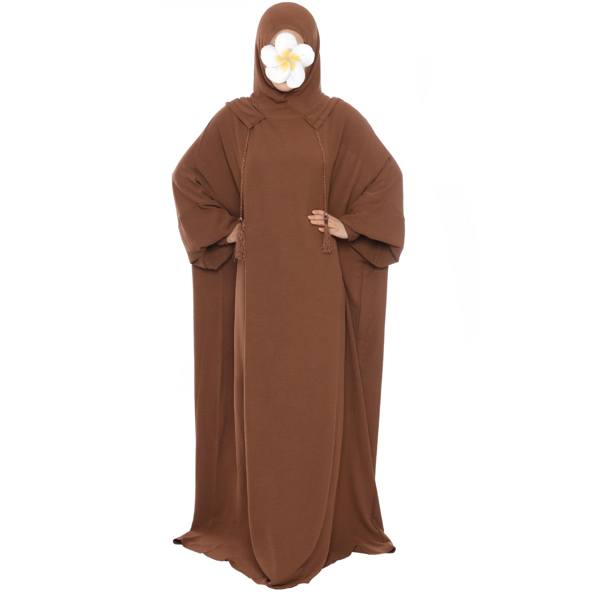 khalat イスラム教徒の祈りのドレス アバヤ 無地 ワンピース パーカー アバヤ ドレス 女性用 ロング マキシドレス イスラム ドバイ ジルバブ