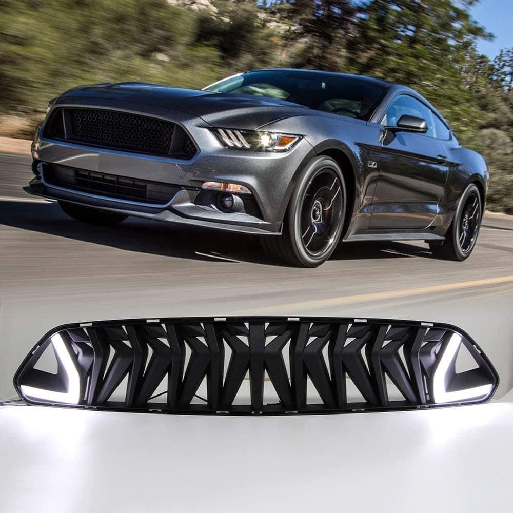 LED Grille for Ford Mustang 2015 2016 2017 Front Bumper Sport Performance Grill White Light Armor Style