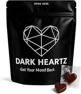 Dark Chocolate Hearts for Couples – Mood Support Chocolate Bar – Vegetarian & Gluten-Free Treat for Men(10 count)