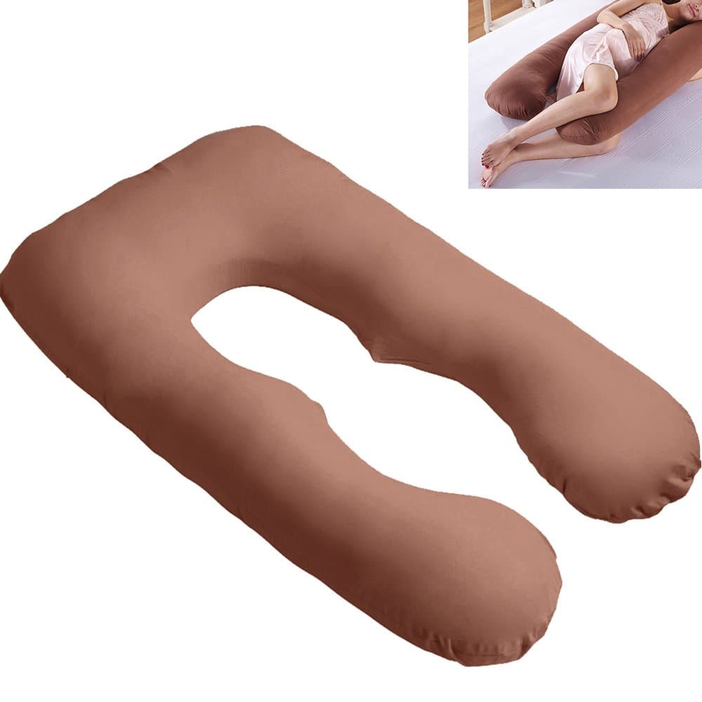 9ft U Pillow Case Maternity Full Body Support Pregnancy Pillow Cover Ultimate Support U Shaped Pillow for Sleeping(No Pillow Filler) (Coffee)