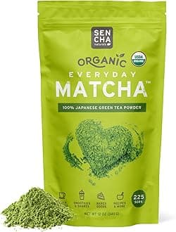 SEN CHA Naturals Organic Everyday Matcha Powder, Authentic Japanese Green Tea, Premium First & Second Harvest Culinary and Ceremonial Grade Matcha Powder, Lattes & Baking, 12oz Bag (1 Pack)