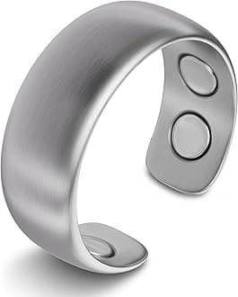 MagnetRX® Magnetic Ring – Elegant Stainless Steel Ring – Magnet Rings for Men (Brushed Silver | Size: 10)