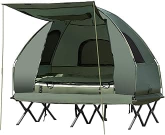 GYMAX Camping Tent Cot Combo