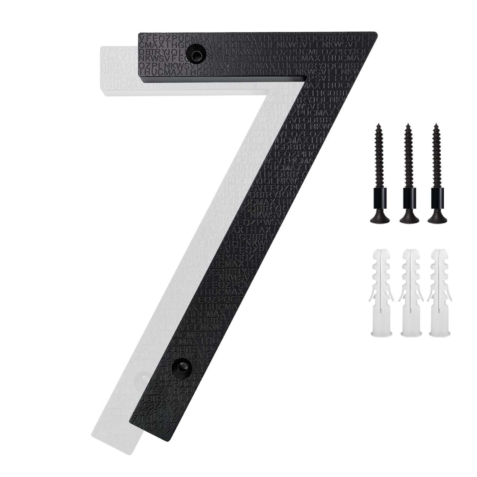 8’’ Modern Floating House Numbers for Outside, Large Black Shadow Home Number with Nails Kit & Template, Easy to Be Mounted for Exterior House Address, Garage Gate, Street, Farmhouse, Number 7