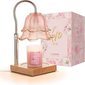 Mom Birthday Gifts for Women: Candle Warmer Lamp with Scented Candles Dimmable Pink Flower Wax Warmer with Timer Mother's Day Housewarming Gift