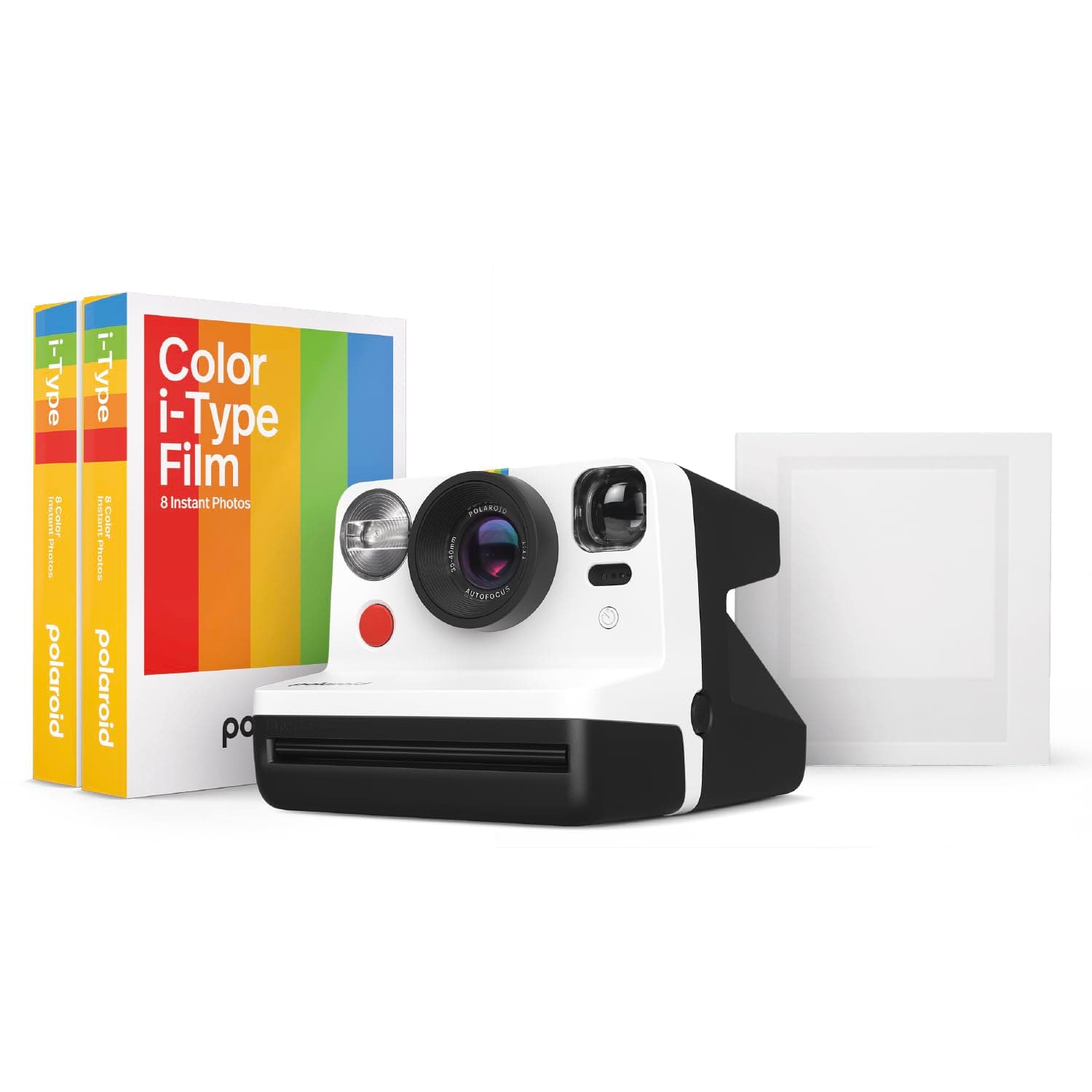 PolaroidNow Gen2 I-Type Instant Film Camera Gift Bundle - Now Gen2 Black and White with Double Pack of Color Film (16 Photos) Bonus White Small Photo Album (6440)