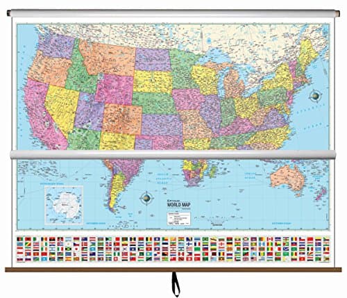 US/World Advanced Political Classroom Combo Wall Map on Roller Map – January 1, 2000