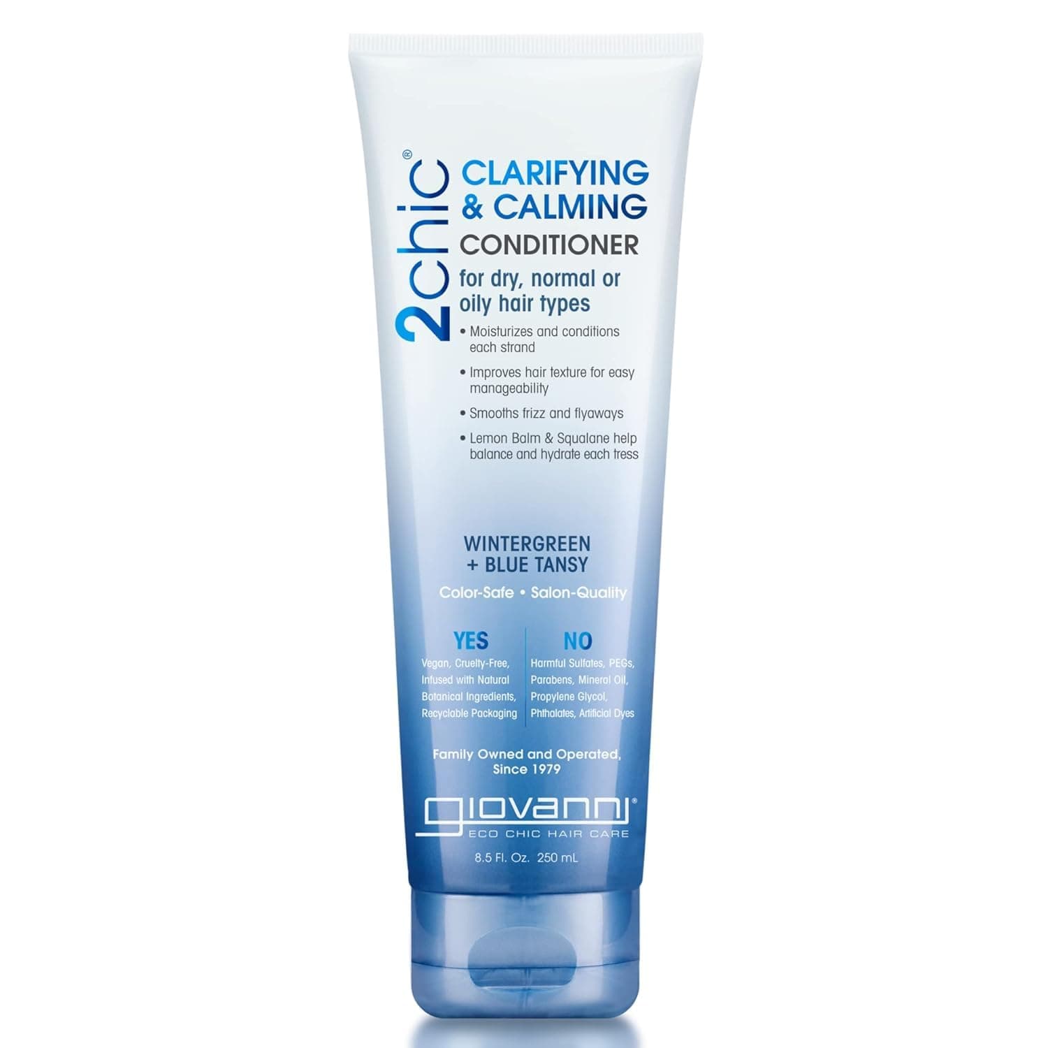 GIOVANNI 2chic Clarifying & Calming Conditioner - Clarifying Hair Conditioner, Helps Remove Residue, Hydrating, Detox Conditioner, Color Safe, Wintergreen & Blue Tansy - 24 oz