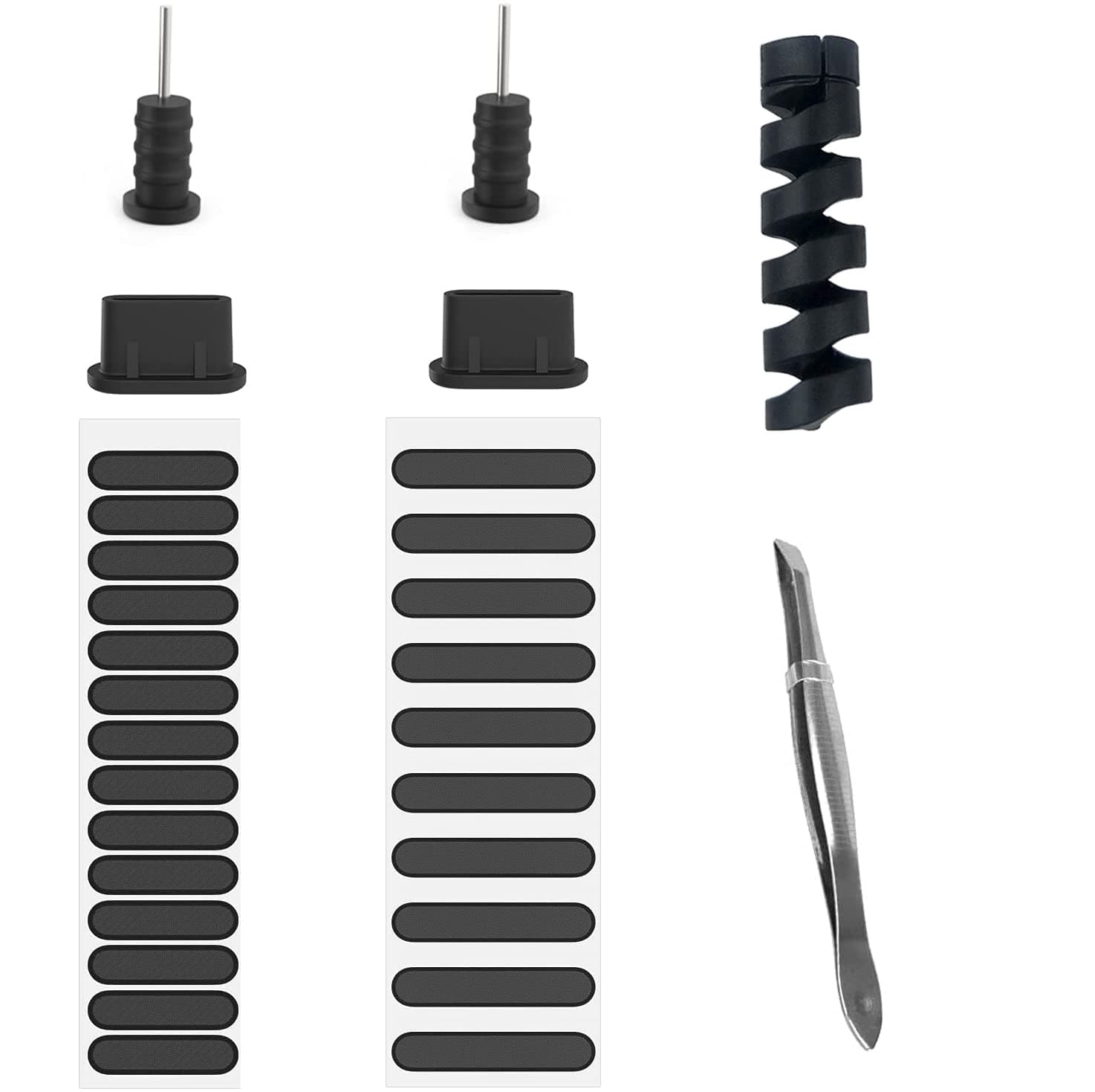 Mobile Phone Dustproof Kit Anti-dust Speaker Mesh Sticker USB Type C Port Cap Cover Headphone Dust Plugs Cable Protector Dustproof Accessories Set for Mobile Speaker Charging Port and Earphone Jack
