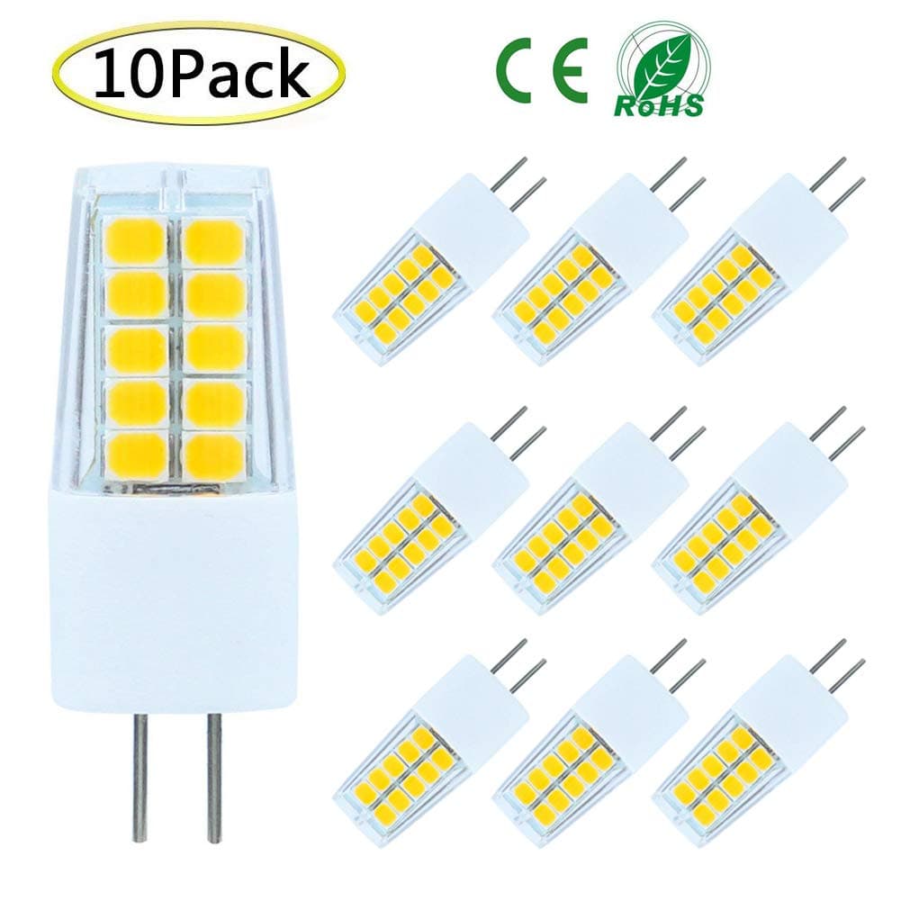 G4 LED Bulb Dimmable AC/DC 12V 3 Watt Bi-pin G4 Base Daylight White LED Light Bulb Equivalent to 25W-30W T3 JC Type Halogen Track Bulb Lamps Replacement, Daylight White 6000K (10 Pack)