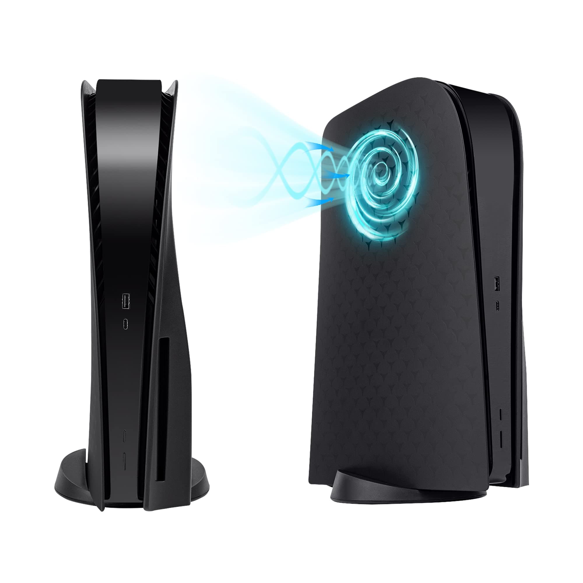 Black Ps5 Plates with Cooling Vents,Replacement Face Plate Side Plates for PS5 Disc Edition,PS5 Faceplate Disc Edition for PS5 UHD Console-Black(Not for PS5 Slim/Pro)