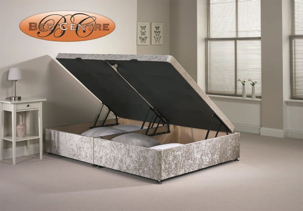 Divan Ottoman Side Lift Storage Bed Single 4'6 Double 5ft King Size AMAZING (3FT Single, Silver)