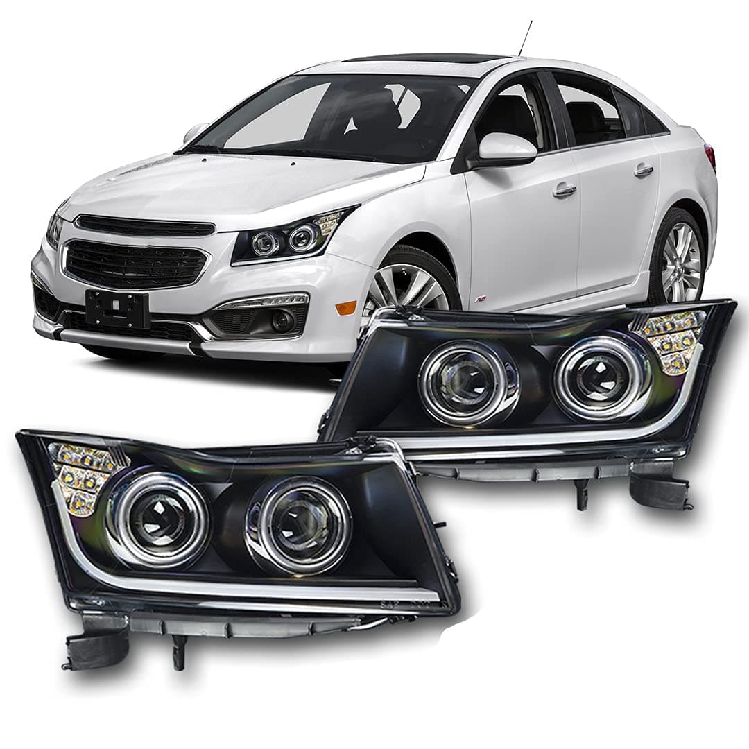 Winjet Compatible with Chevrolet [2011 2012 2013 2014 2015 Cruze] [2016 Cruze] LED DRL Bar Projector Headlights