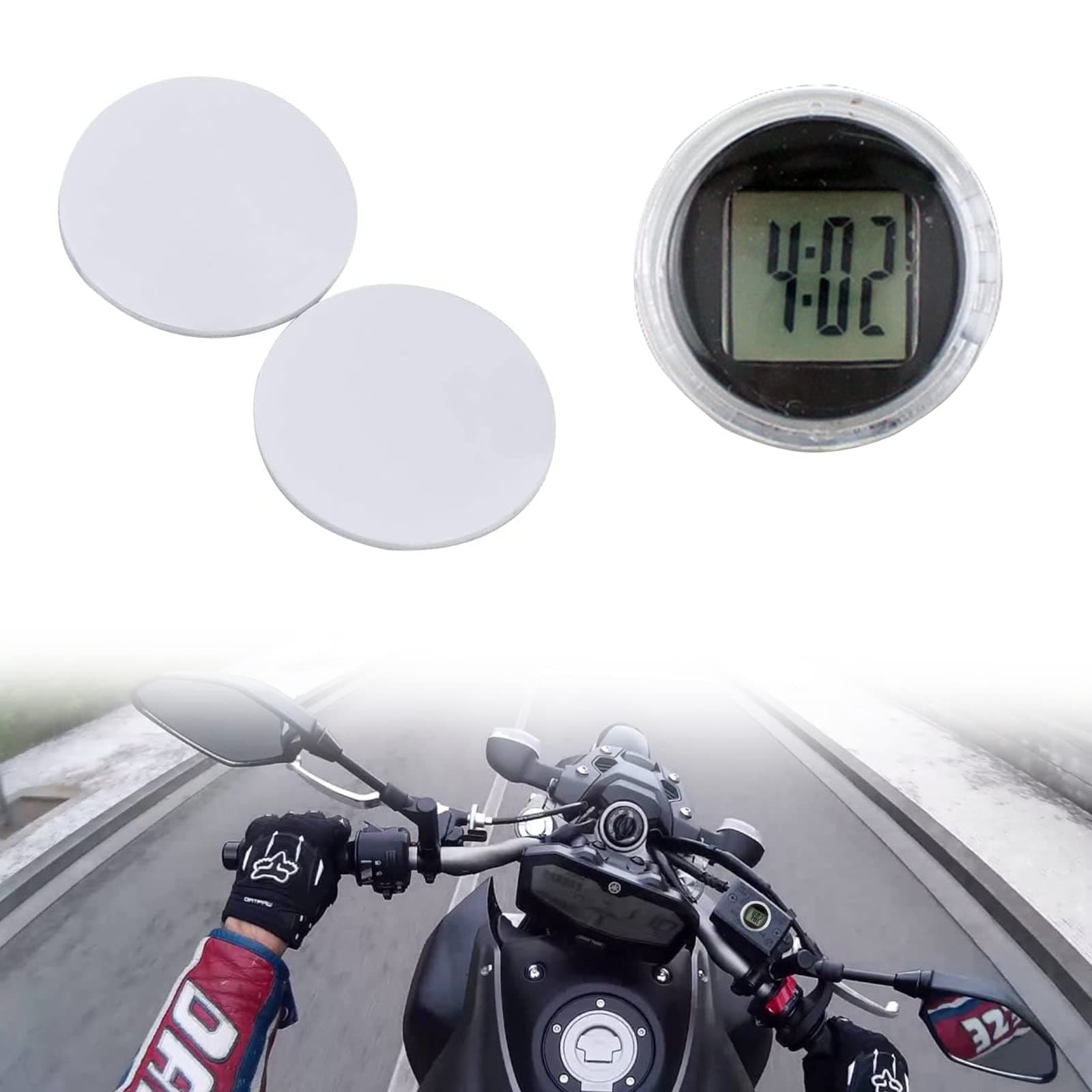 Motorcycle Digital Clock, Motorcycle Watch Clock, Easy To Read Time Display Portable Time Small Novelty Interior Car Watch For Vehicle Office Desk Decoration (Black)