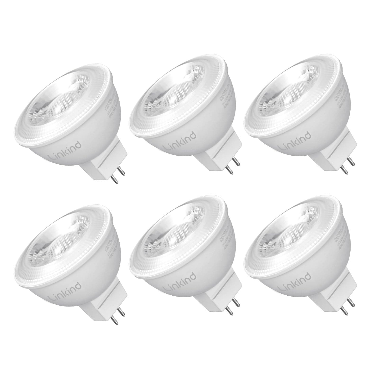 Linkind MR16 LED Bulb Dimmable, GU5.3 Bi-Pin Base MR16 LED Bulbs, 6.5W (70W Equivalent) 5000K Daylight 640lm 40 Degree Beam Angle for Spot Lights, Recessed, Tracking Lights, 12V, 6 Packs