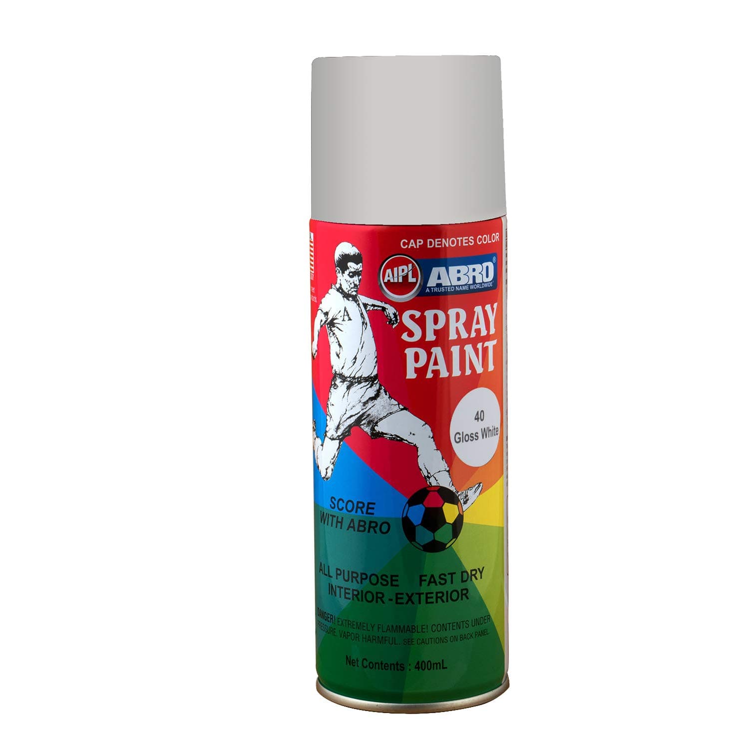 ABRO SP-40 Multipurpose Colour Spray Paint Can (400ml, White) DIY Quick Drying for Metal, Wood, Walls, Automotive Cars and Bikes